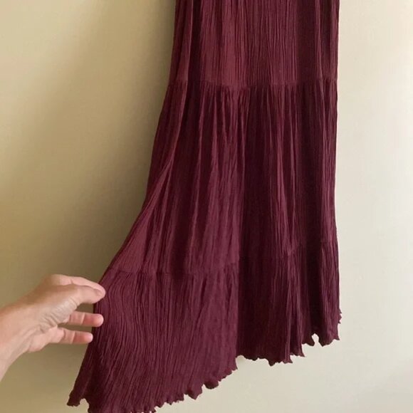 Rayon Cotton Mini Dress Babydoll Boho Hippie Sleeveless Lined Neutral Brown - Picture 3 of 5